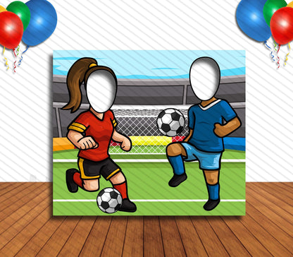 Soccer Players, Hole in Face, Party Selfie  Photo Prop, Sports themed Decoration
