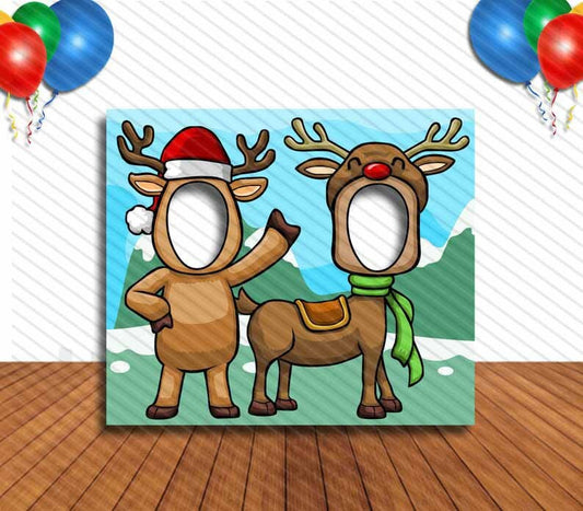 Reindeer Rudolph Cutout, Hole in Face, Party Selfie  Photo Prop, Winter Decoration