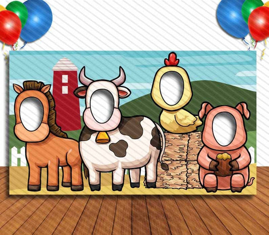Farm Animals, Hole in Face, Party Selfie  Photo Prop, Animal Decoration
