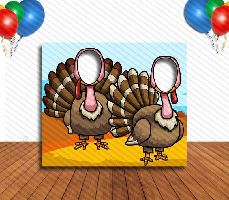Turkeys Thanksgiving Cutout, Hole in Face, Party Selfie  Photo Prop, Fall Decoration
