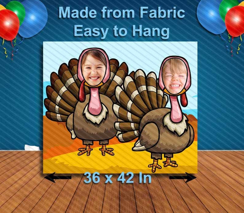 Turkeys Thanksgiving Cutout, Hole in Face, Party Selfie  Photo Prop, Fall Decoration