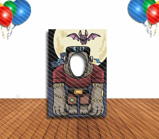 Frankenstein and Bat Face Cutout, Hole in Face, Party Selfie  Photo Prop, Halloween Decoration