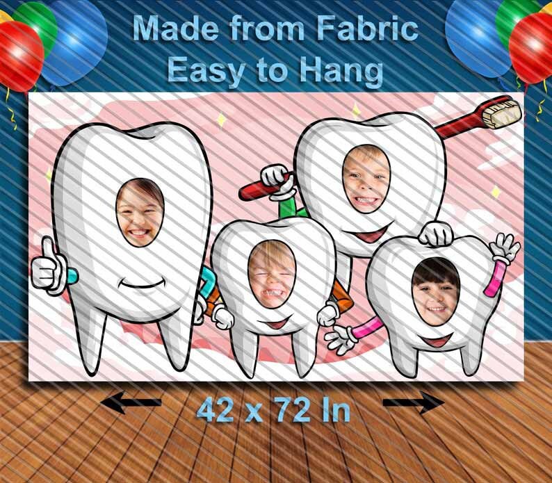 Tooth and toothbrush Face Cutout, Hole in Face, Party Selfie  Photo Prop, Dentist Decoration