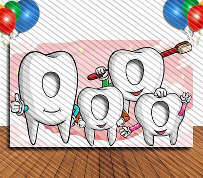Tooth and toothbrush Face Cutout, Hole in Face, Party Selfie  Photo Prop, Dentist Decoration