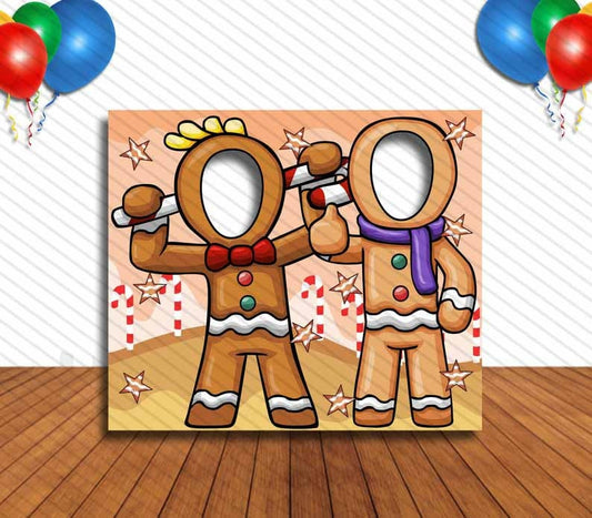 Gingerbread People Cutout, Hole in Face, Party Selfie  Photo Prop, Winter Decoration