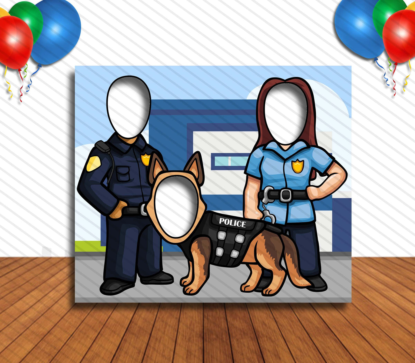 Police Officers and Police Dog Cutout, Hole in Face, Party Selfie  Photo Prop, Cops Decoration