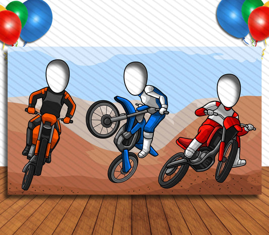 Dirt Bike, Hole in Face, Party Selfie  Photo Prop, Motorcycle Motocross Decoration