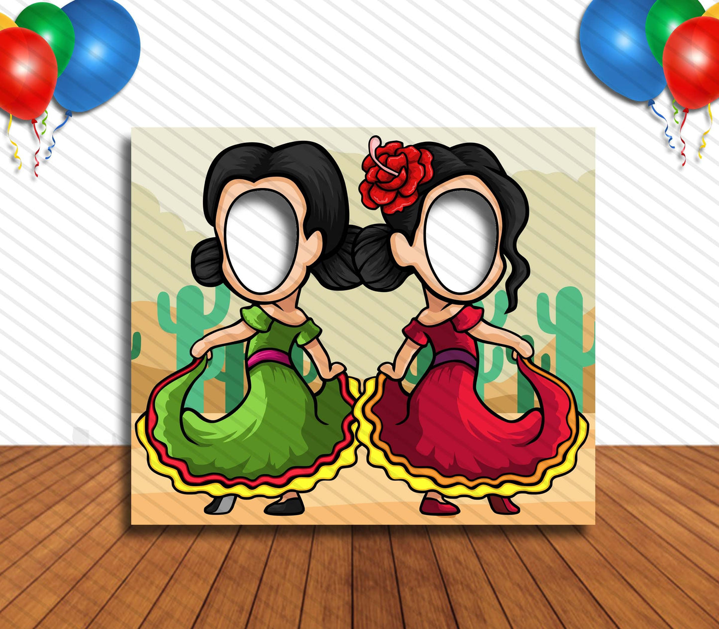 Mexican Dancers, Party Selfie  Photo Prop, Quinceanera Decoration