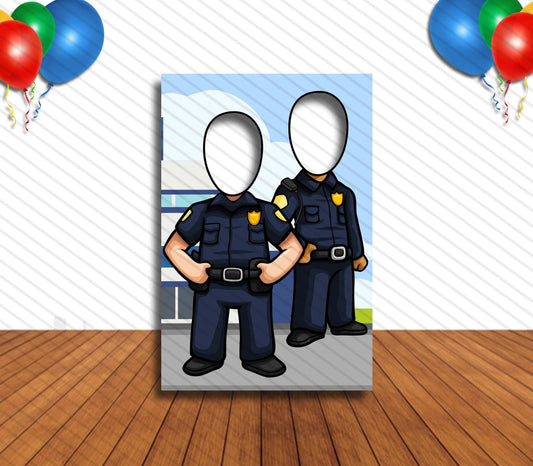 Policeman Face Cutout, Hole in Face, Party Selfie  Photo Prop, School Jobs Decoration