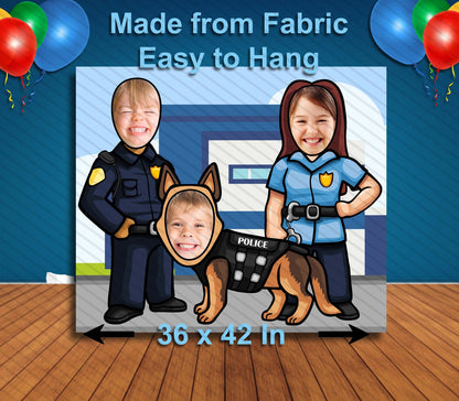 Police Officers and Police Dog Cutout, Hole in Face, Party Selfie  Photo Prop, Cops Decoration