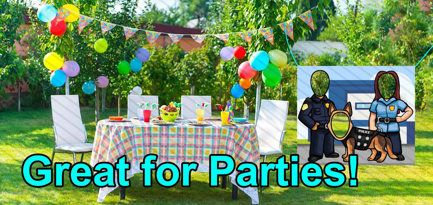 Police Officers and Police Dog Cutout, Hole in Face, Party Selfie  Photo Prop, Cops Decoration