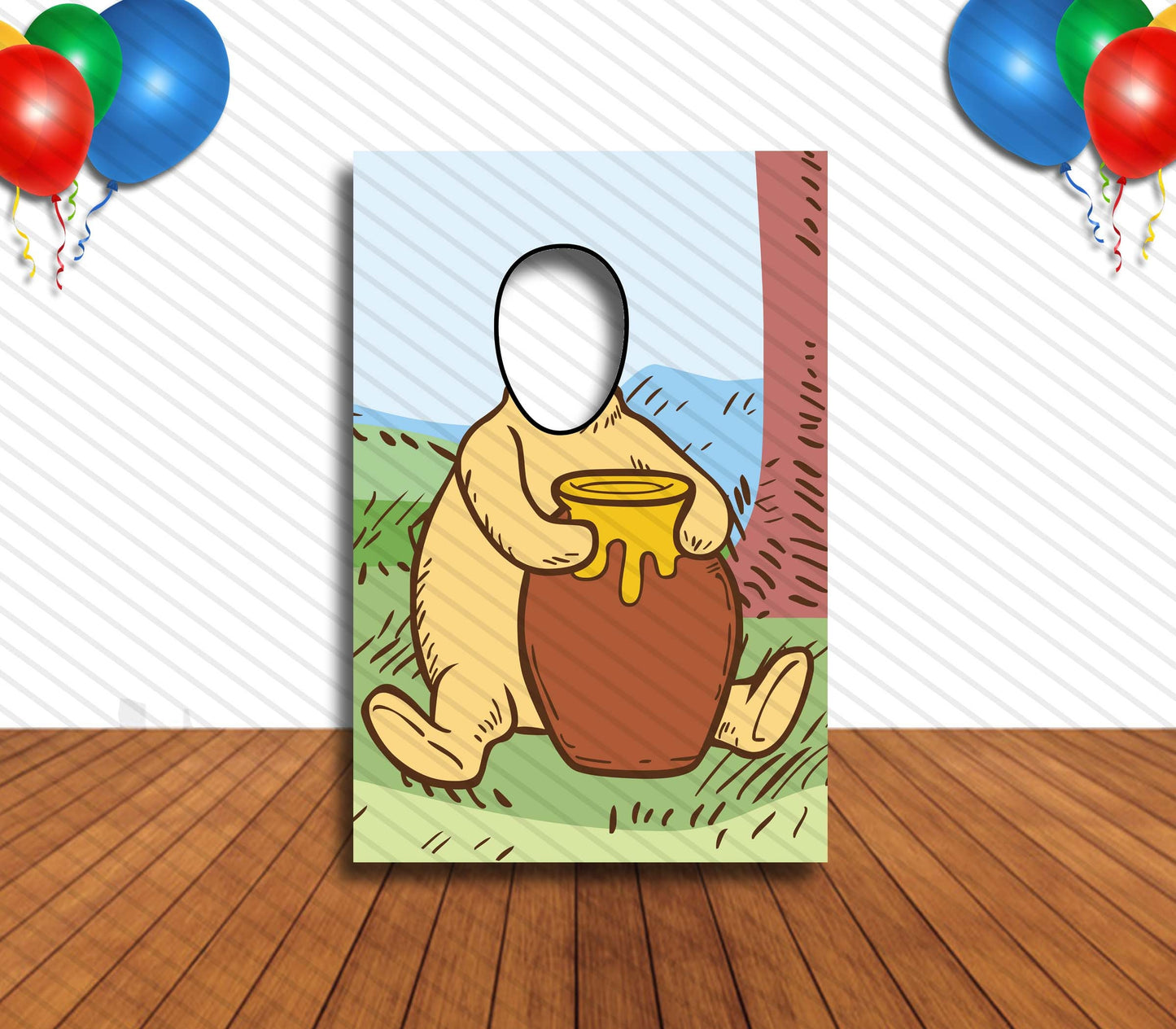 Winne the Pooh Classic Artwork, Hole in Face, Party Selfie  Photo Prop, PartyDecoration