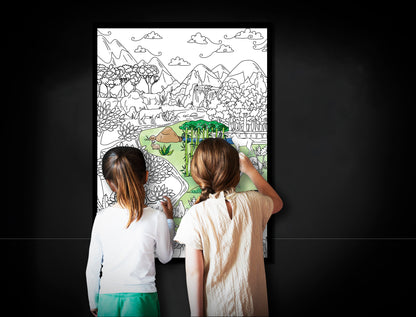Woodland Animals Coloring Page, Forest Coloring sheet, Jumbo Coloring book pages, Large Kids Activity