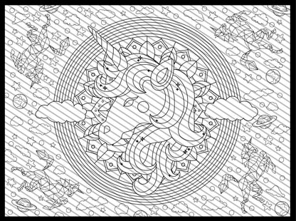 Large Unicorn Coloring Page, Rainbow Coloring sheet, Jumbo Coloring book pages, Unicorn Fantasy themed Giant Coloring Poster