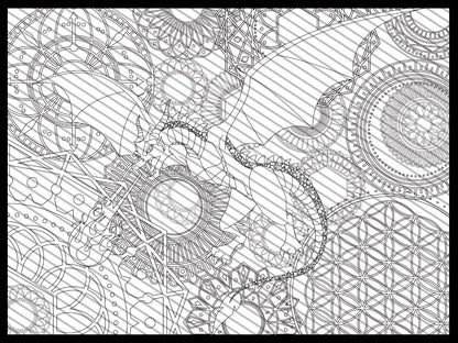 Large Dragon Abstract Coloring Page, Happy Abstract Coloring sheet, Jumbo Coloring book pages, Happy Abstract themed Giant Coloring Poster