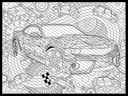 Sports Car, Boys room Decor, Coloring Page for boys, car Coloring sheet, Jumbo Coloring book pages, Coloring for adults