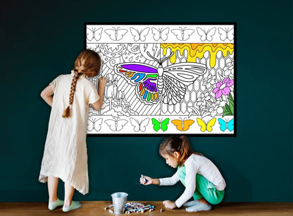 Large Butterfly Coloring Page, Butterfly Coloring sheet, Jumbo Coloring book pages, Butterfly themed Giant Coloring Poster, Garden Coloring