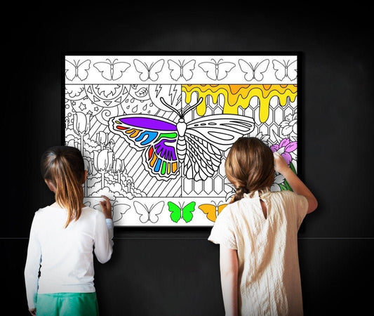 Large Butterfly Coloring Page, Butterfly Coloring sheet, Jumbo Coloring book pages, Butterfly themed Giant Coloring Poster, Garden Coloring