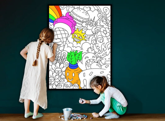 Large Happy Abstract Coloring Page, Happy Abstract Coloring sheet, Jumbo Coloring book pages, Happy Abstract themed Giant Coloring Poster