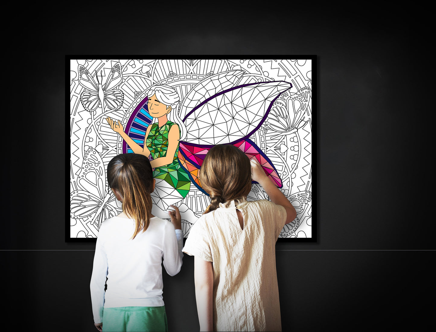 Fairy Wings Coloring Page, Fairy Coloring sheet, Jumbo Coloring book pages, Fairy Tale Fantasy themed Giant Coloring Poster