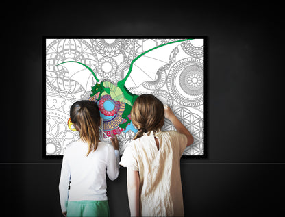 Large Dragon Abstract Coloring Page, Happy Abstract Coloring sheet, Jumbo Coloring book pages, Happy Abstract themed Giant Coloring Poster