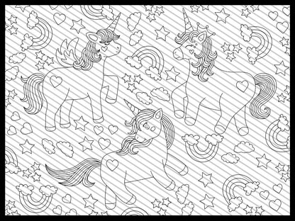 Large Unicorns Coloring Page, Rainbow Coloring sheet, Jumbo Coloring book pages, Pony giant Coloring Poster