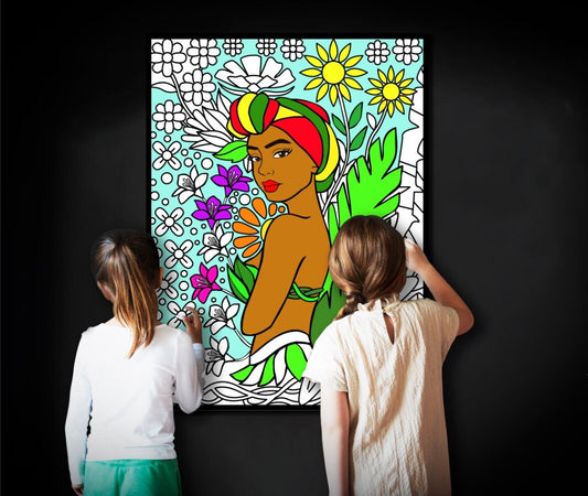 Natural African Queen Large Coloring Page, Natural Hair Coloring sheet, Jumbo Coloring book pages, Giant Coloring Poster