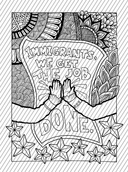 Immigrants We Get The Job Done, Hamilton Song Lyric Coloring Page, Large Coloring Sheet, Giant Coloring Poster, Poster Print, Wall Decor
