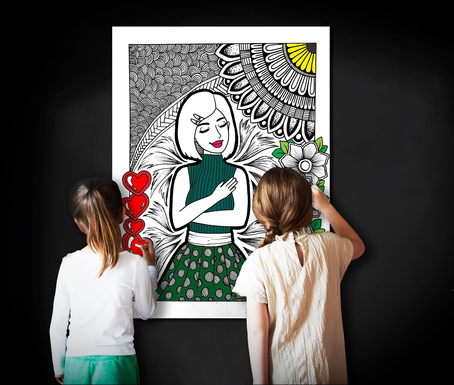 Self Love, Self Care Coloring Page, Large Coloring Sheet, Giant Coloring Poster, Poster Print, Wall Decor