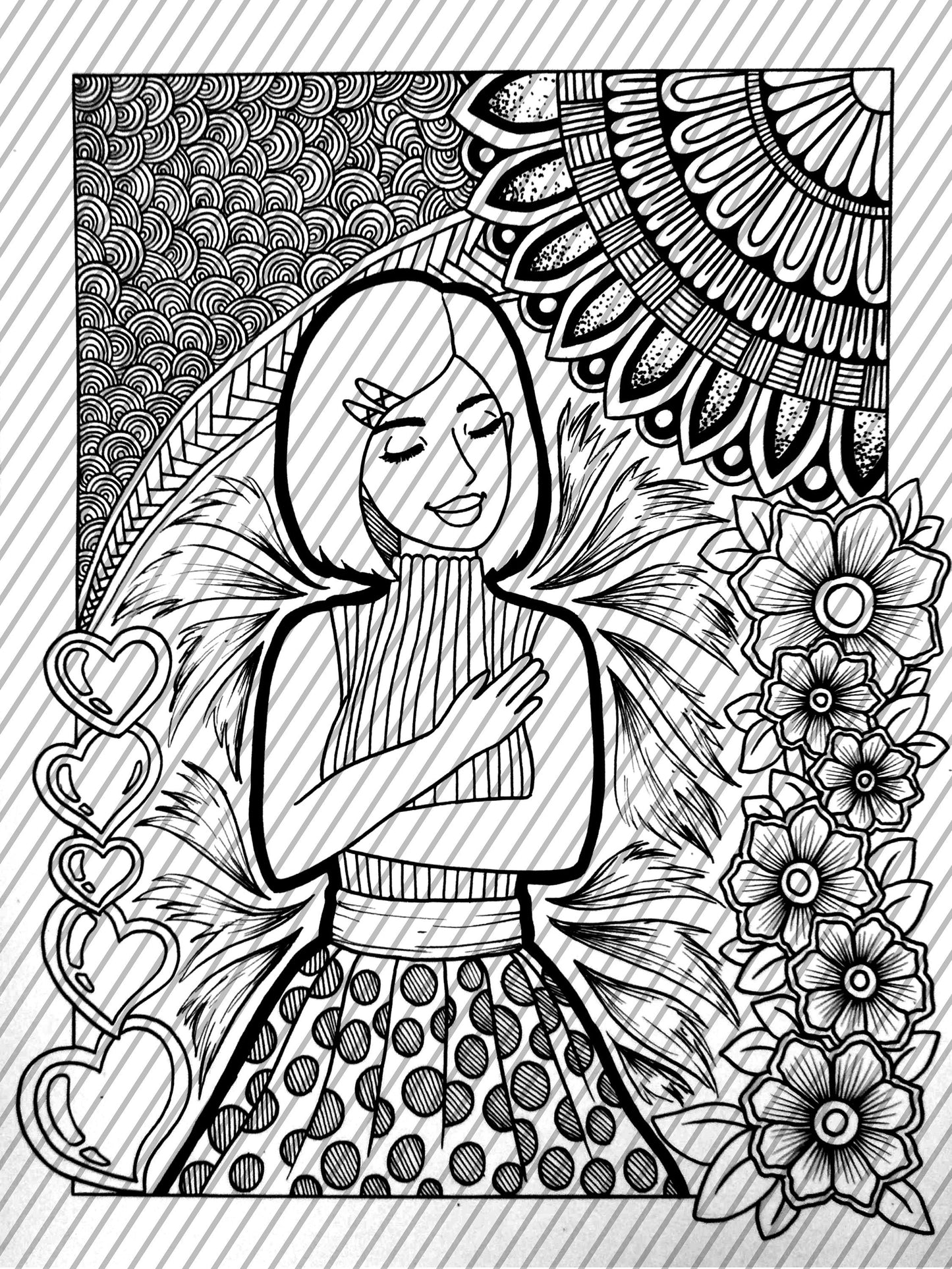 Self Love, Self Care Coloring Page, Large Coloring Sheet, Giant Coloring Poster, Poster Print, Wall Decor