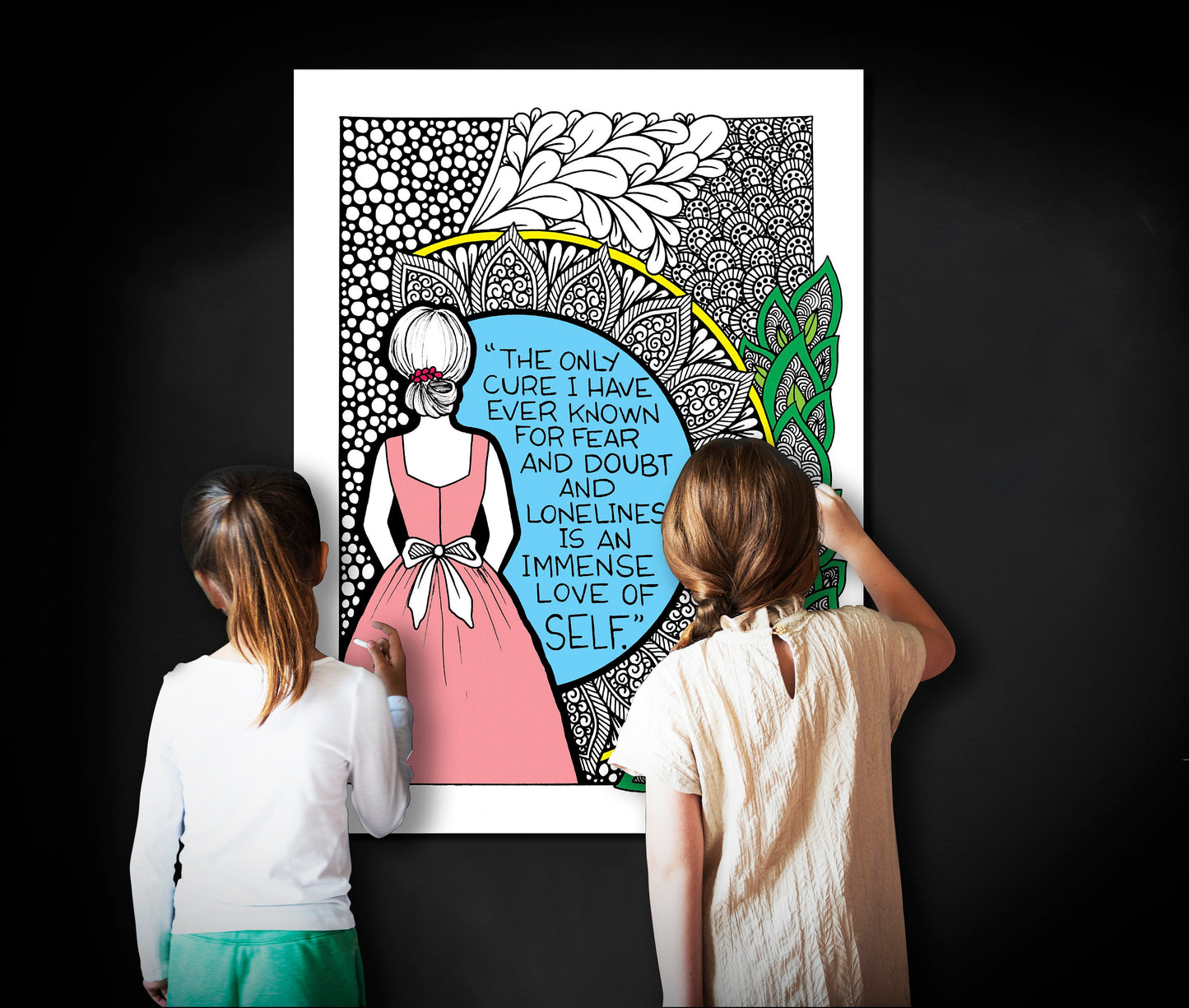 Love Of Self Quote, Self Care Coloring Page, Large Coloring Sheet, Giant Coloring Poster, Poster Print, Wall Decor