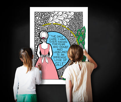 Love Of Self Quote, Self Care Coloring Page, Large Coloring Sheet, Giant Coloring Poster, Poster Print, Wall Decor