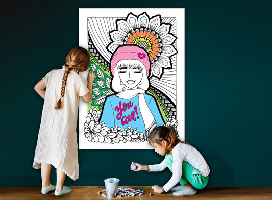 You Can, Self Care Coloring Page, Large Coloring Sheet, Giant Coloring Poster, Poster Print, Wall Decor