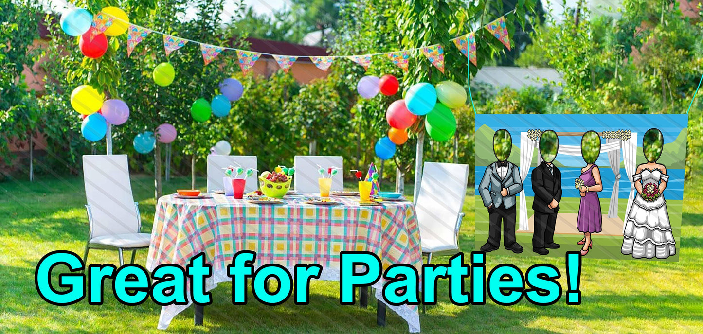 Outdoor Wedding, Hole in Face, Party Selfie  Photo Booth Prop Head