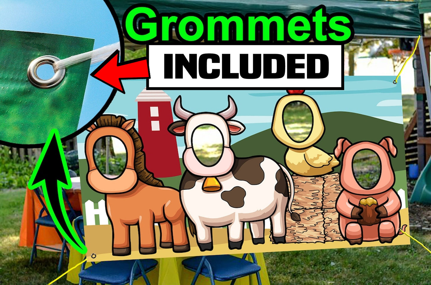 Farm Animals, Hole in Face, Party Selfie  Photo Prop, Animal Decoration