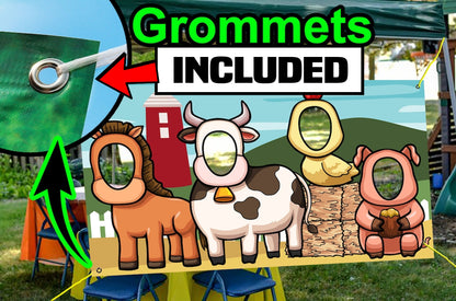 Farm Animals, Hole in Face, Party Selfie  Photo Prop, Animal Decoration