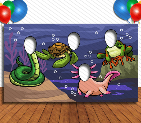 Reptiles Face Cutout, Hole in Face, Party Selfie  Photo Booth Prop, Kids Party Decoration, Animal Theme