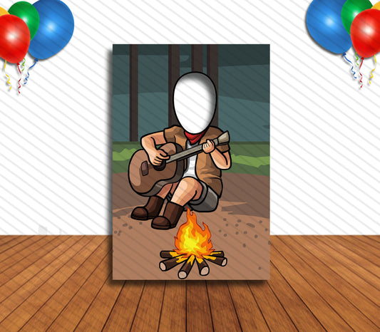 Bonfire Night Cutout, Hole in Face, Party Selfie Photo Booth Prop, Campfire Theme Birthday