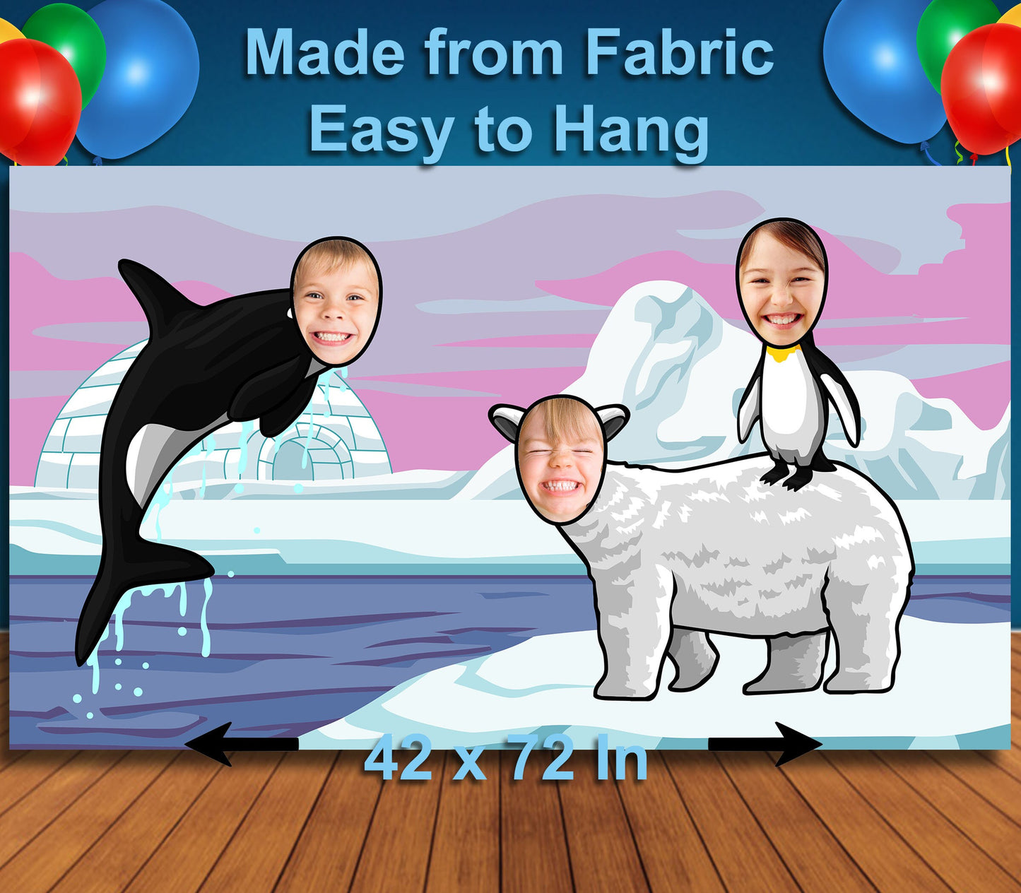 Arctic Animal Theme Cutout, Hole in Face, Party Selfie Photo Booth Prop, Winter Wonderland Birthday