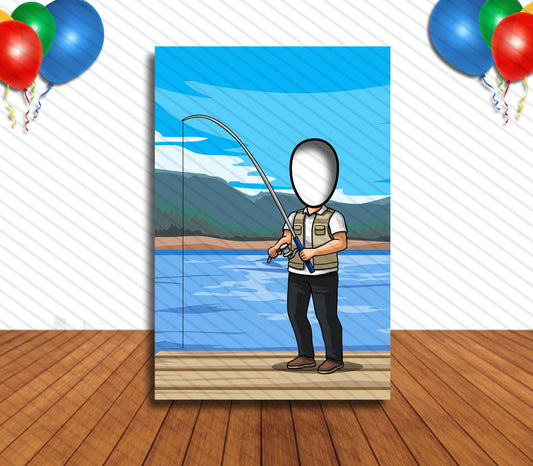 Recreational Fishing Face in Hole, Face Cutout, Head in Hole, Party Selfie Photo Booth Prop, Fisherman Birthday Party