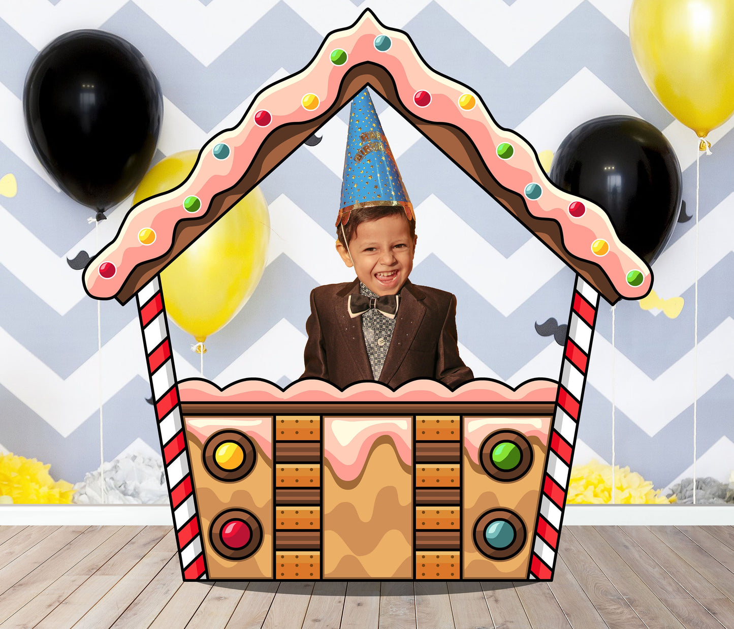Gingerbread House Photo Prop, Christmas Party DIY Party Prop, Photo Booth Selfie Frame