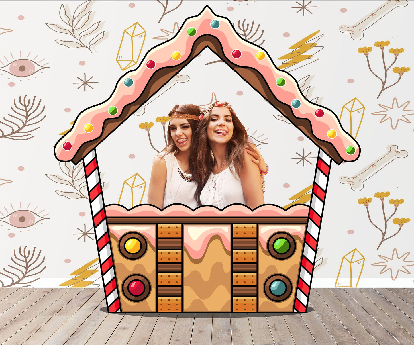 Gingerbread House Photo Prop, Christmas Party DIY Party Prop, Photo Booth Selfie Frame