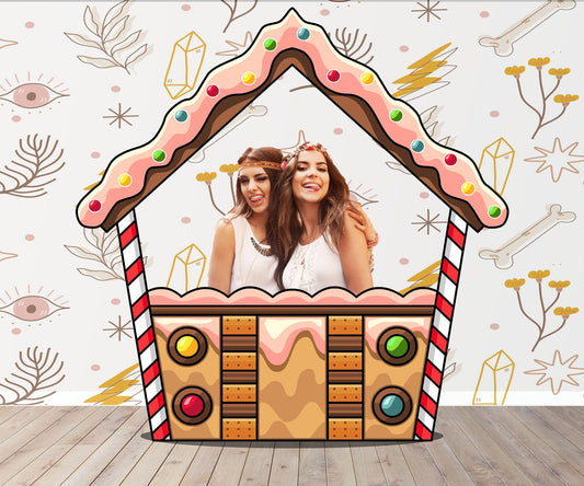 Gingerbread House Photo Prop, Christmas Party DIY Party Prop, Photo Booth Selfie Frame