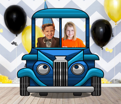 Blue Truck Photo Prop, Birthday Party DIY, Photo booth Selfie Frame