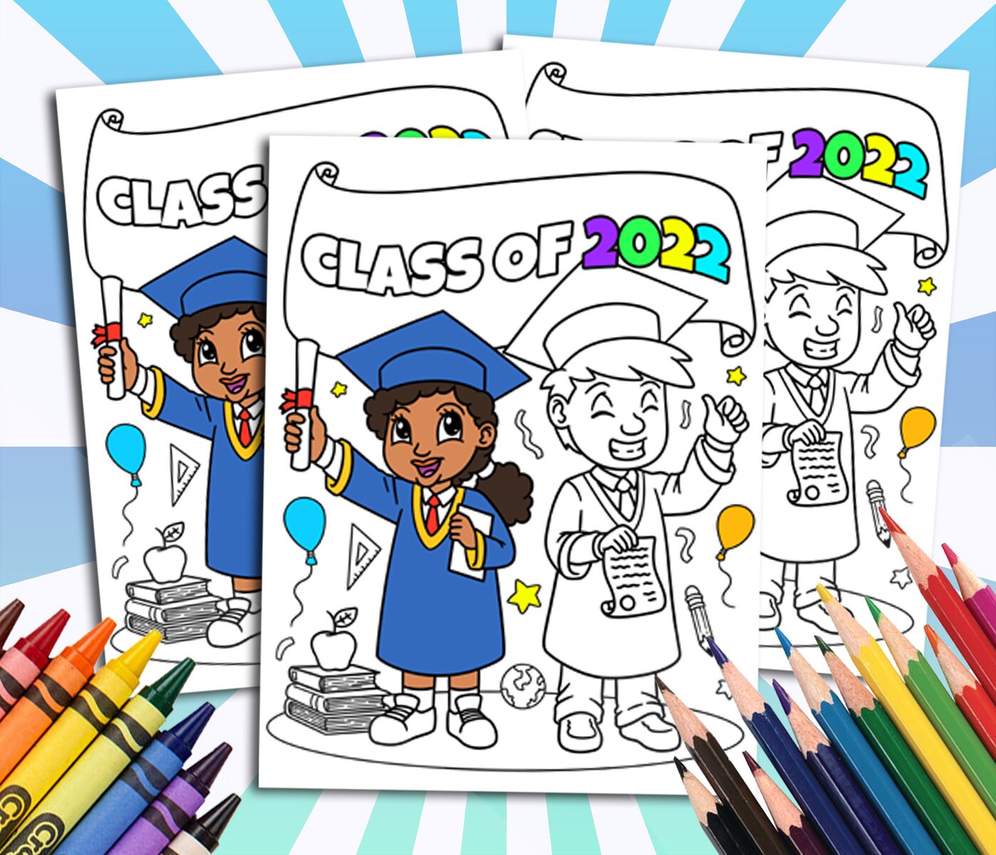Graduation, Class of 2023, Coloring pages, Custom, Personalized Party Decor