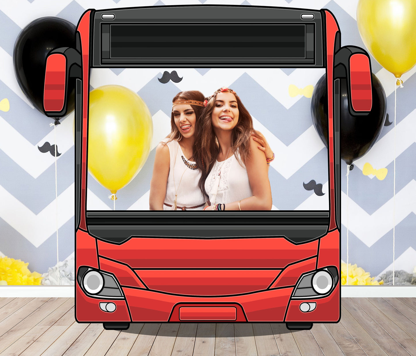 Red Bus Photo Prop, Shuttle, Vehicle Theme, DIY Party Prop, Photo Booth Selfie Frame