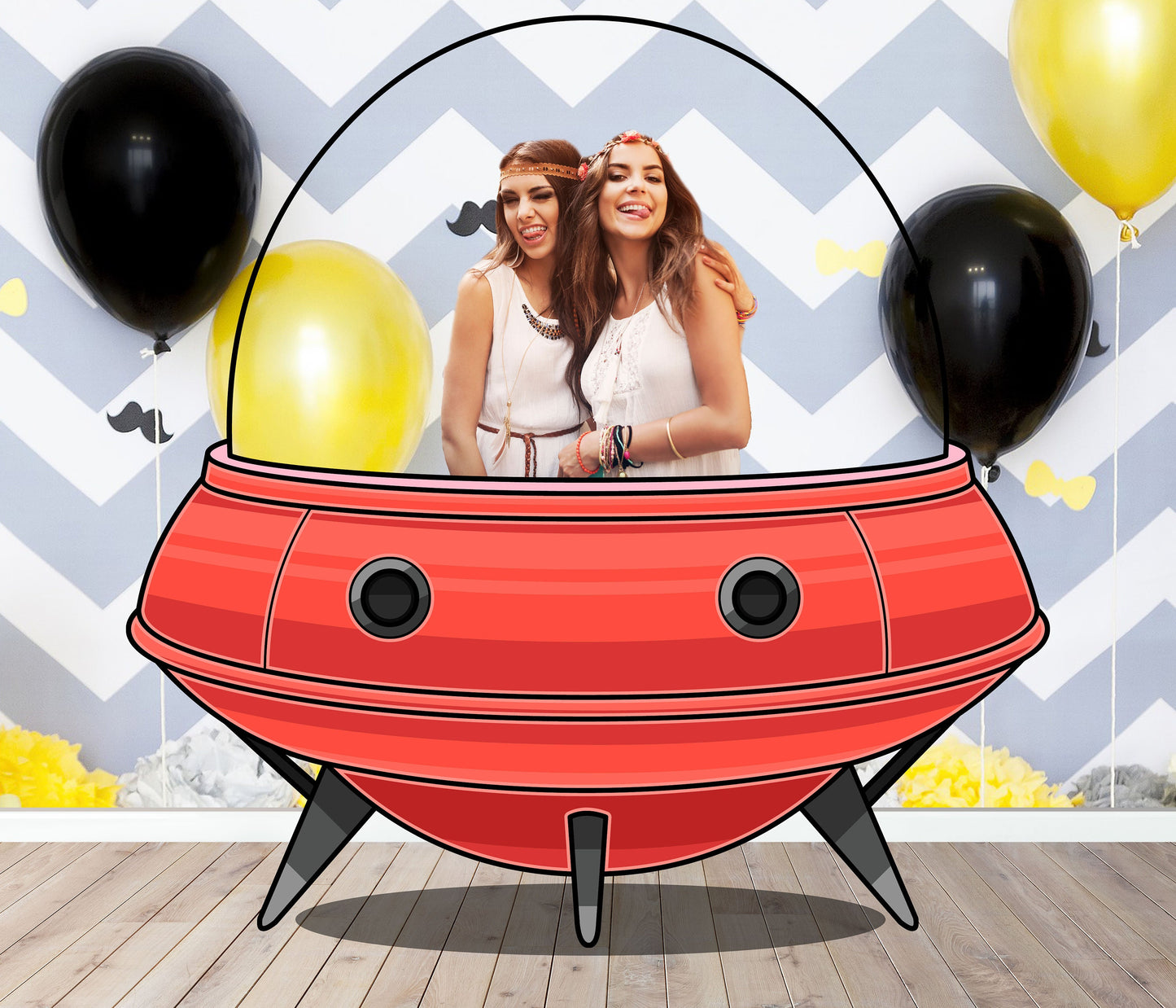 Red Spaceship Photo Prop, Spacecraft DIY, Photo booth Selfie Frame