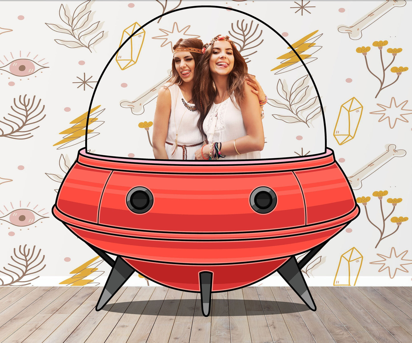 Red Spaceship Photo Prop, Spacecraft DIY, Photo booth Selfie Frame