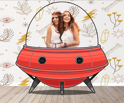 Red Spaceship Photo Prop, Spacecraft DIY, Photo booth Selfie Frame