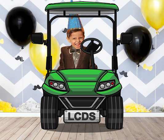 Green Golf Cart Photo Prop, Toy Car DIY Party Prop, Personalized, Customized, Photo booth Selfie Frame